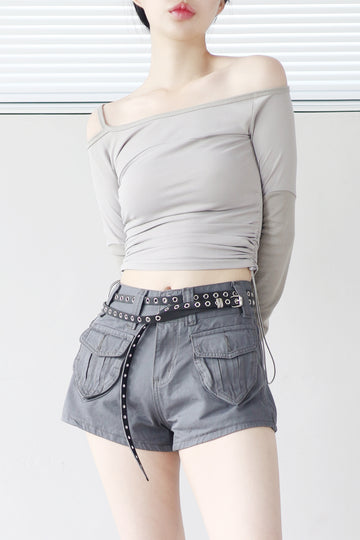 Ale Unbalanced Shirring T-Shirt